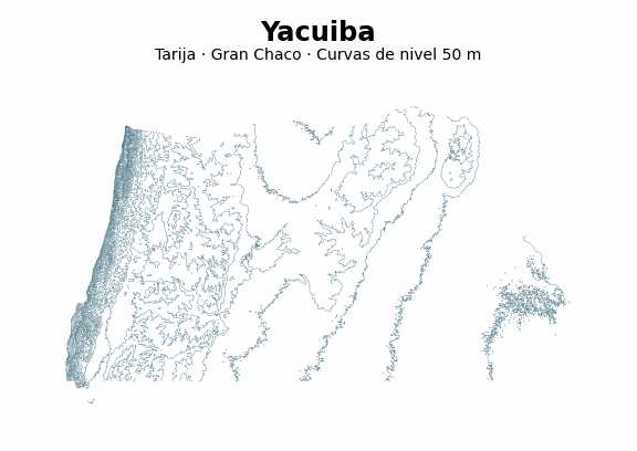Curvas de nivel cada 50 m - Municipio de Yacuiba, Tarija