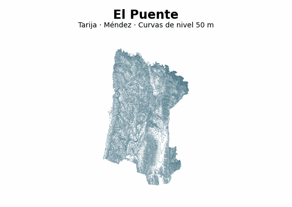 Curvas de nivel cada 50 m - Municipio de El Puente, Tarija