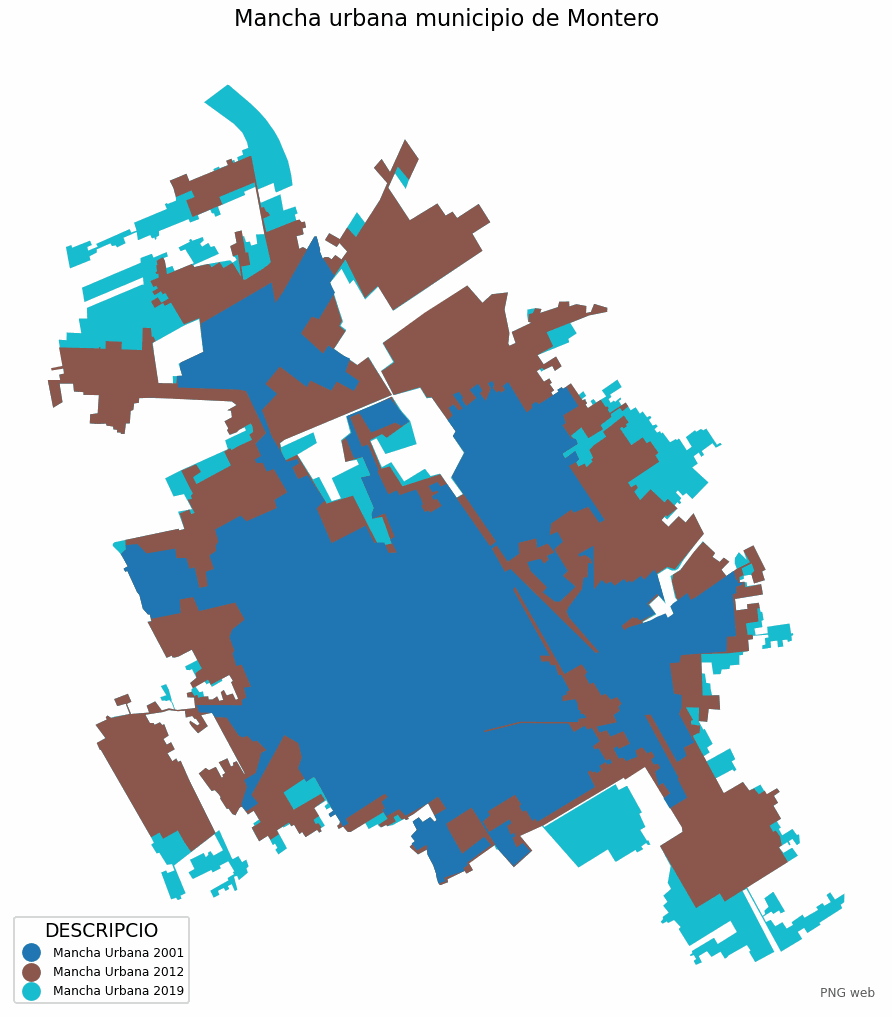 Mancha urbana del municipio de Montero