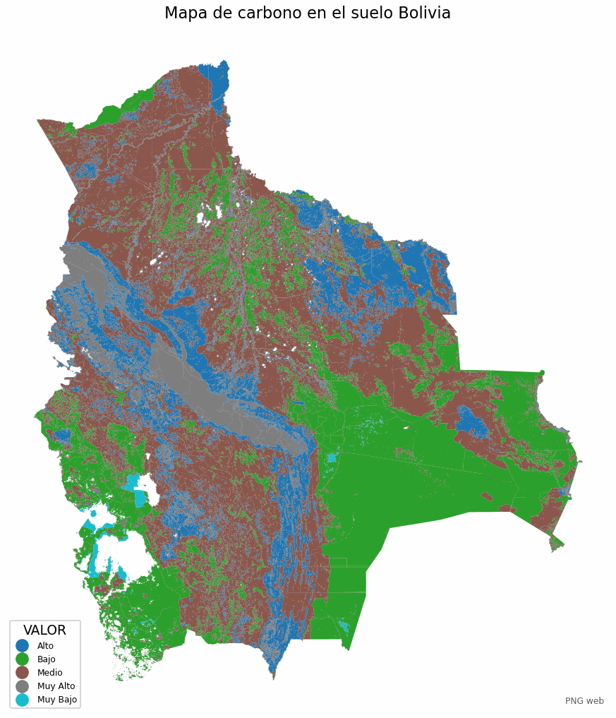 Mapa de carbono en el suelo de Bolivia