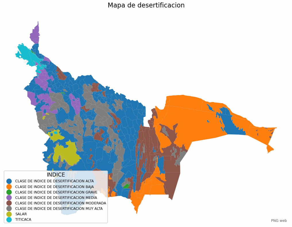 Mapa de desertificación de Bolivia