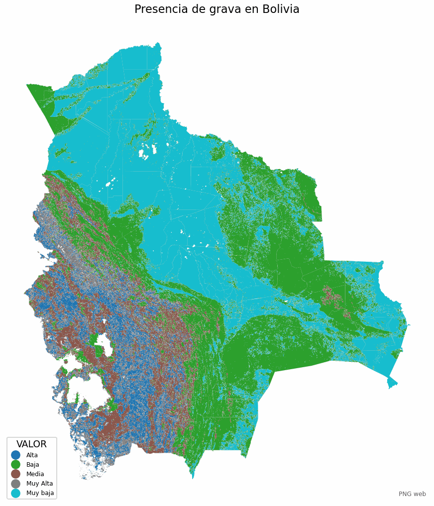 Presencia de grava en suelos de Bolivia