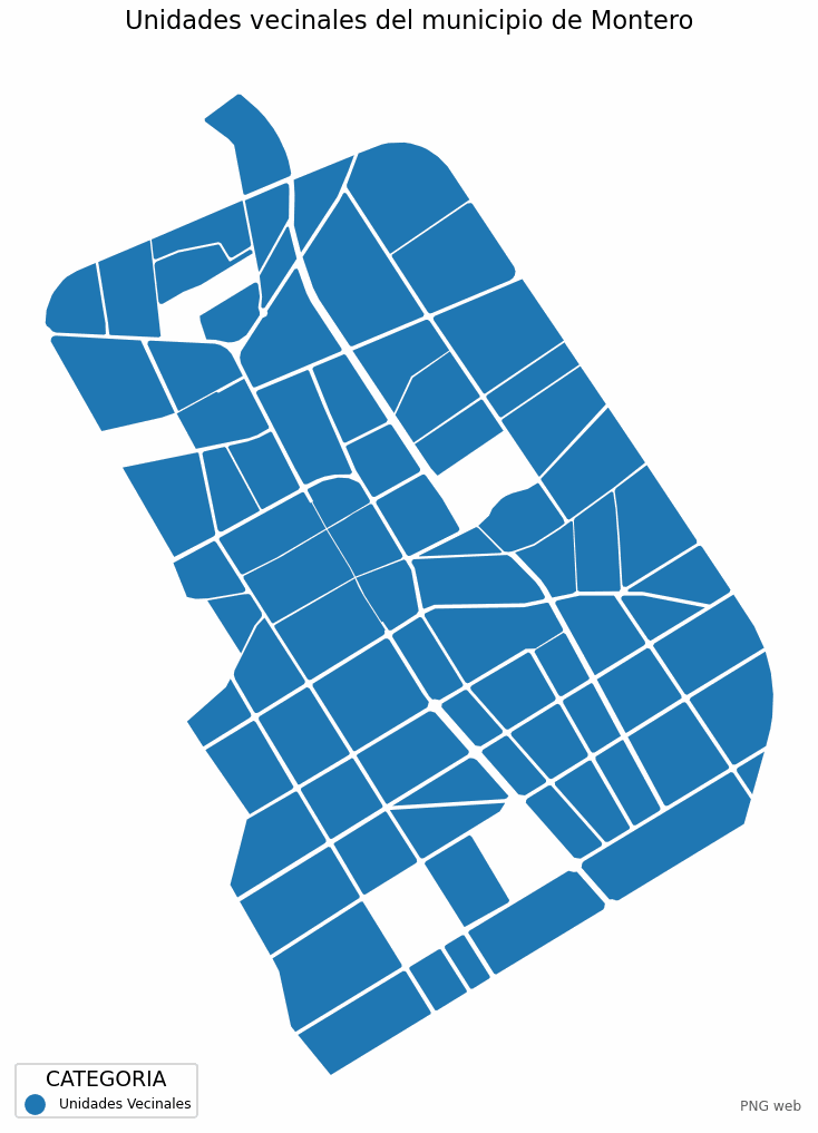 Unidades vecinales del municipio de Montero
