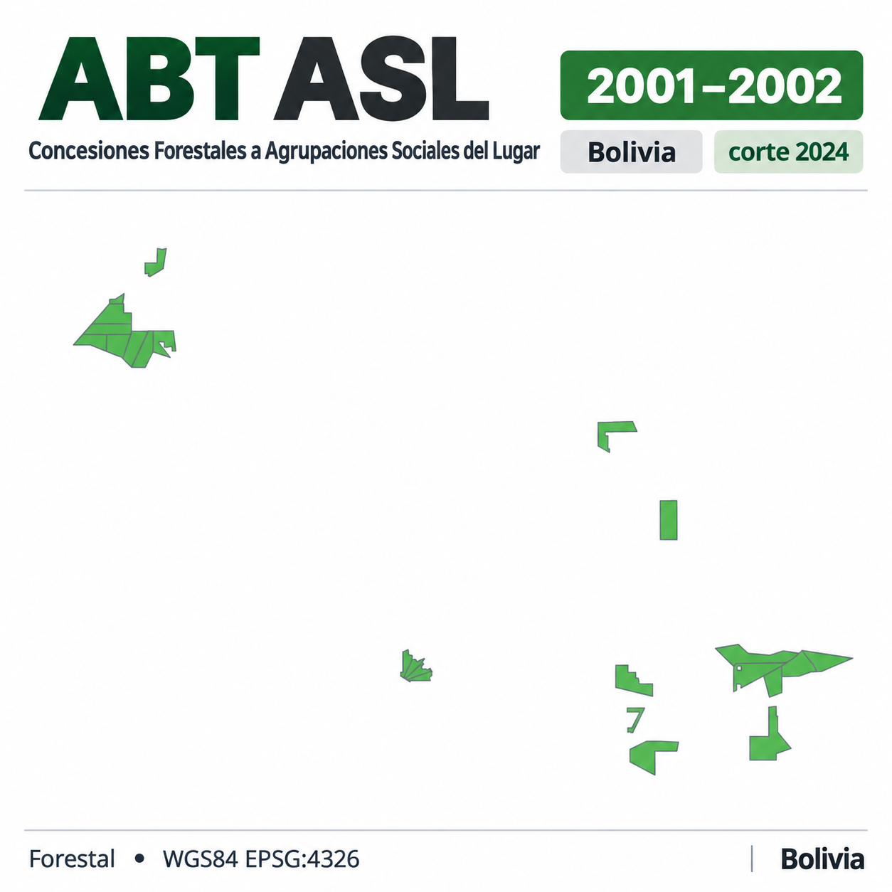 Mapa SIG de Concesiones Forestales a Agrupaciones Sociales del Lugar (ASL) – Bolivia – corte 2024, Bolivia - shapefile SHP