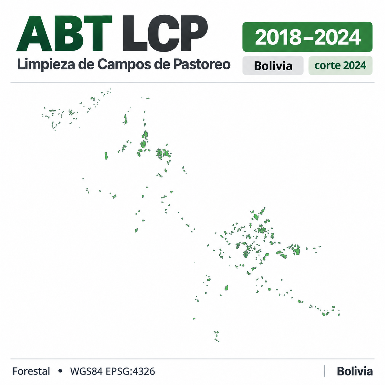 Mapa SIG de Limpieza de Campos de Pastoreo (LCP) – Bolivia – 2018-2024 – corte 2024, Bolivia - shapefile SHP