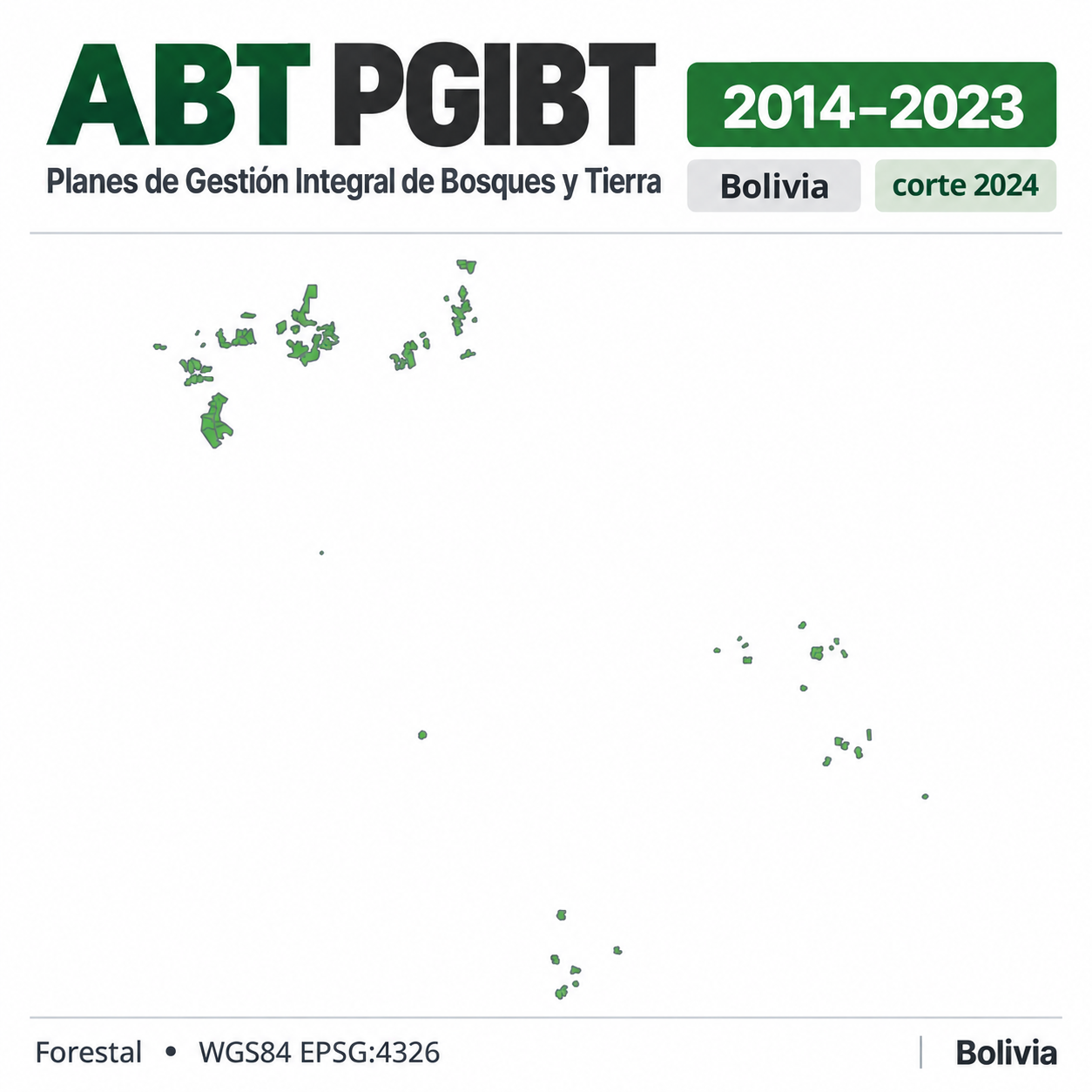 Mapa SIG de Planes de Gestión Integral de Bosques y Tierra (PGIBT) – Bolivia – 2014-2023 – corte 2024, Bolivia - shapefile SHP