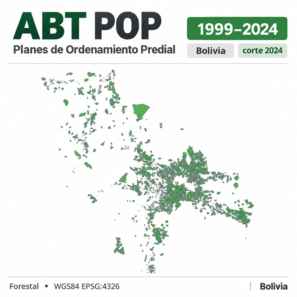 Mapa SIG de Planes de Ordenamiento Predial (POP) – Bolivia – 1999-2024 – corte 2024, Bolivia - shapefile SHP