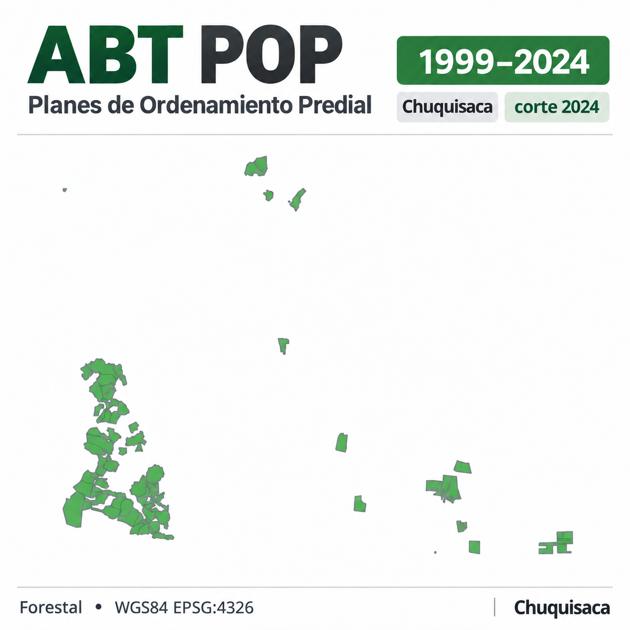 Mapa SIG de Planes de Ordenamiento Predial (POP) – Chuquisaca – 1999-2024 – corte 2024, Bolivia - shapefile SHP