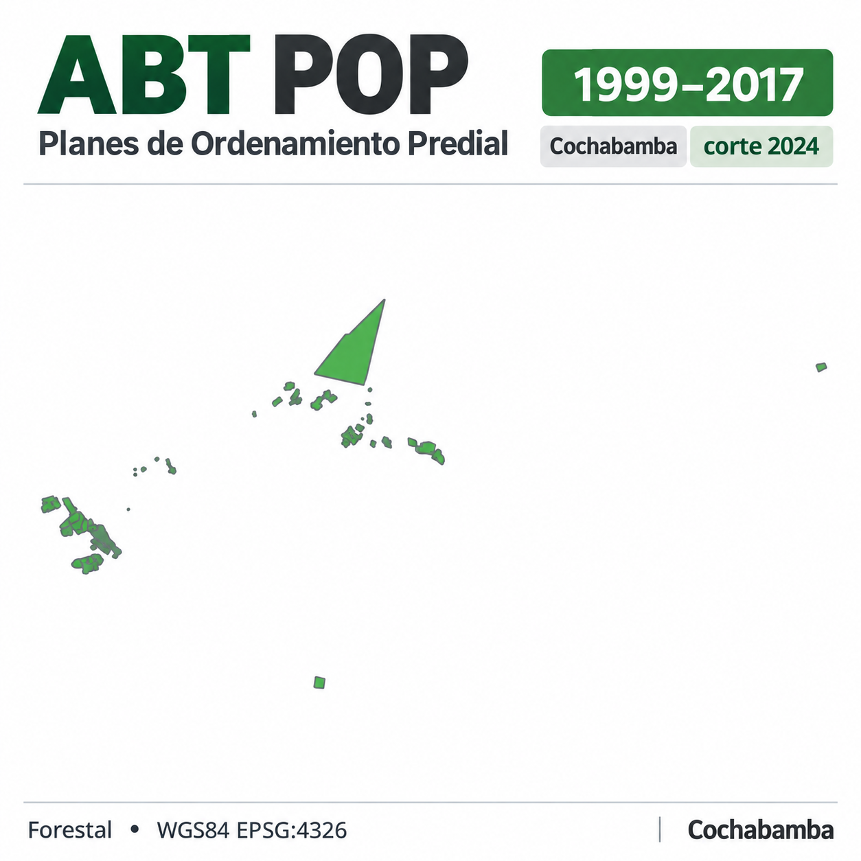 Mapa SIG de Planes de Ordenamiento Predial (POP) – Cochabamba – 1999-2017 – corte 2024, Bolivia - shapefile SHP