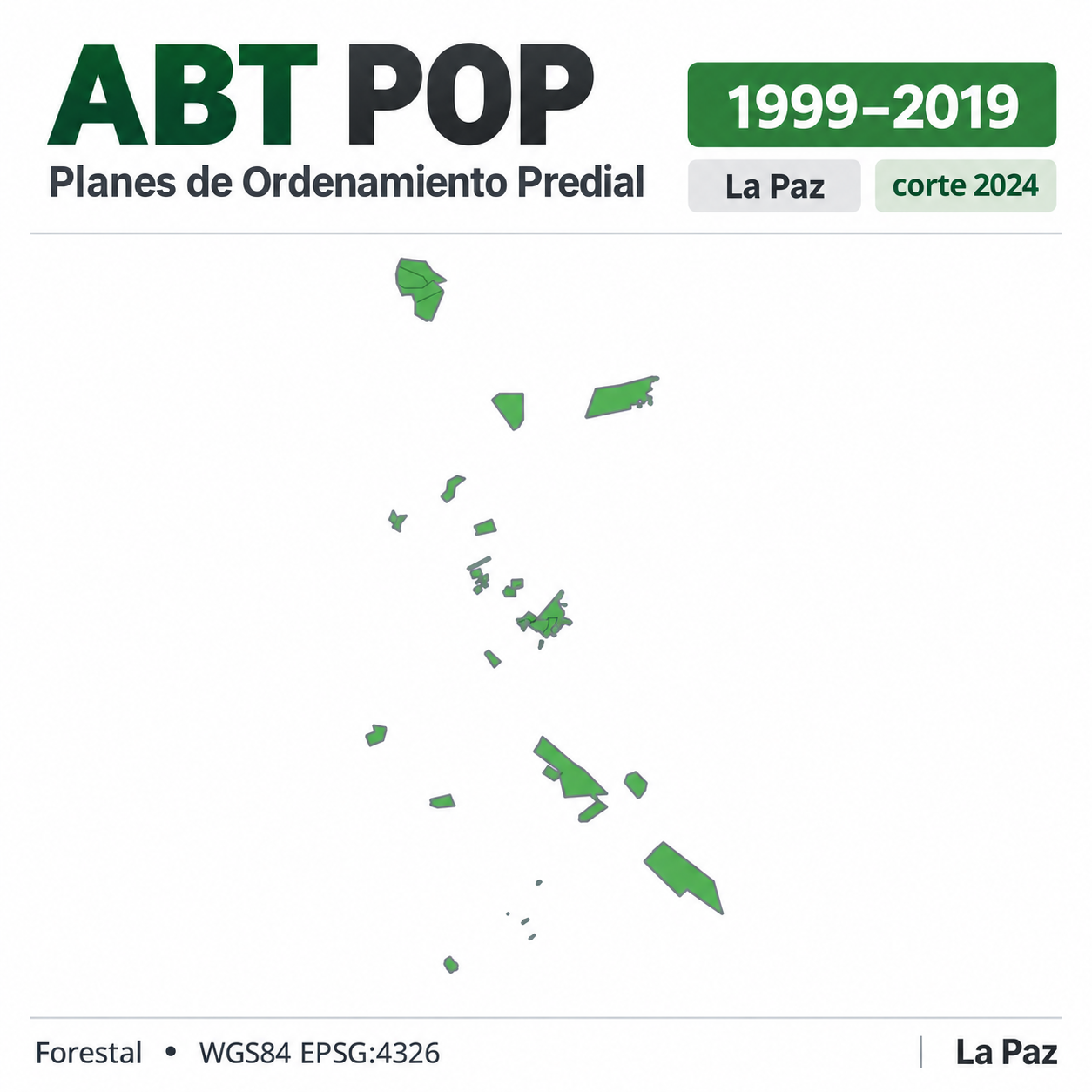 Mapa SIG de Planes de Ordenamiento Predial (POP) – La Paz – 1999-2019 – corte 2024, Bolivia - shapefile SHP
