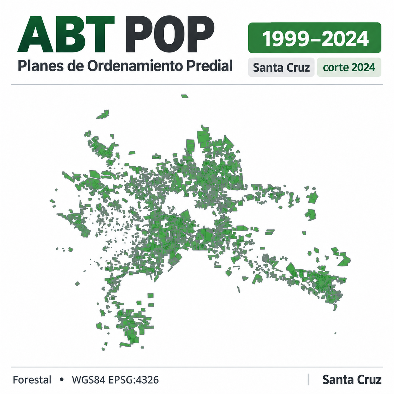 Mapa SIG de Planes de Ordenamiento Predial (POP) – Santa Cruz – 1999-2024 – corte 2024, Bolivia - shapefile SHP