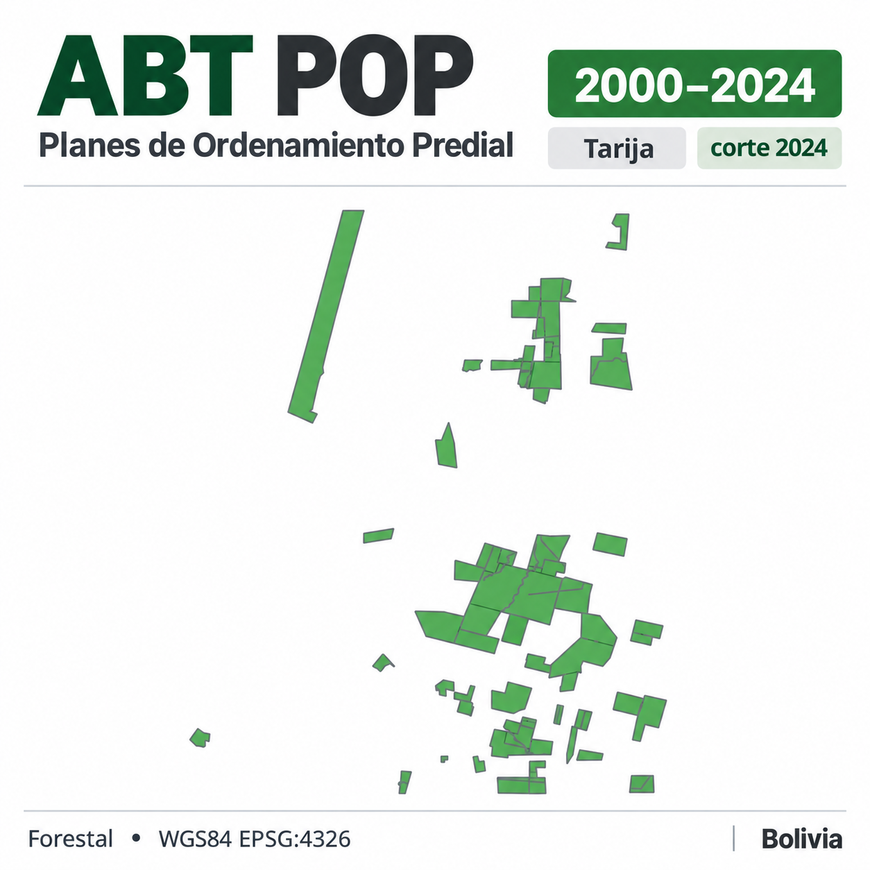 Mapa SIG de Planes de Ordenamiento Predial (POP) – Tarija – 2000-2024 – corte 2024, Bolivia - shapefile SHP