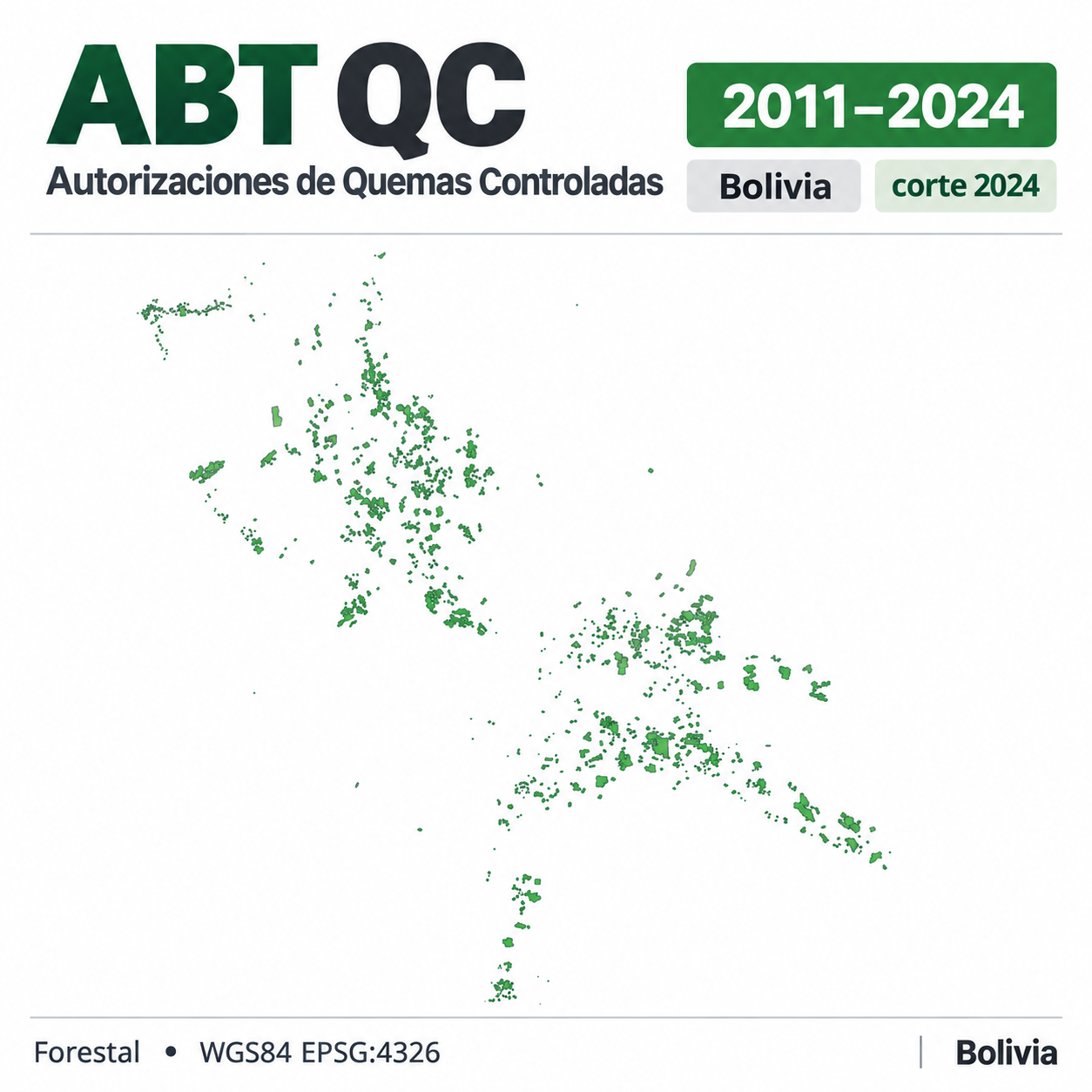 Mapa SIG de Autorizaciones de Quemas Controladas (QC/AQC) – Bolivia – 2011-2024 – corte 2024, Bolivia - shapefile SHP