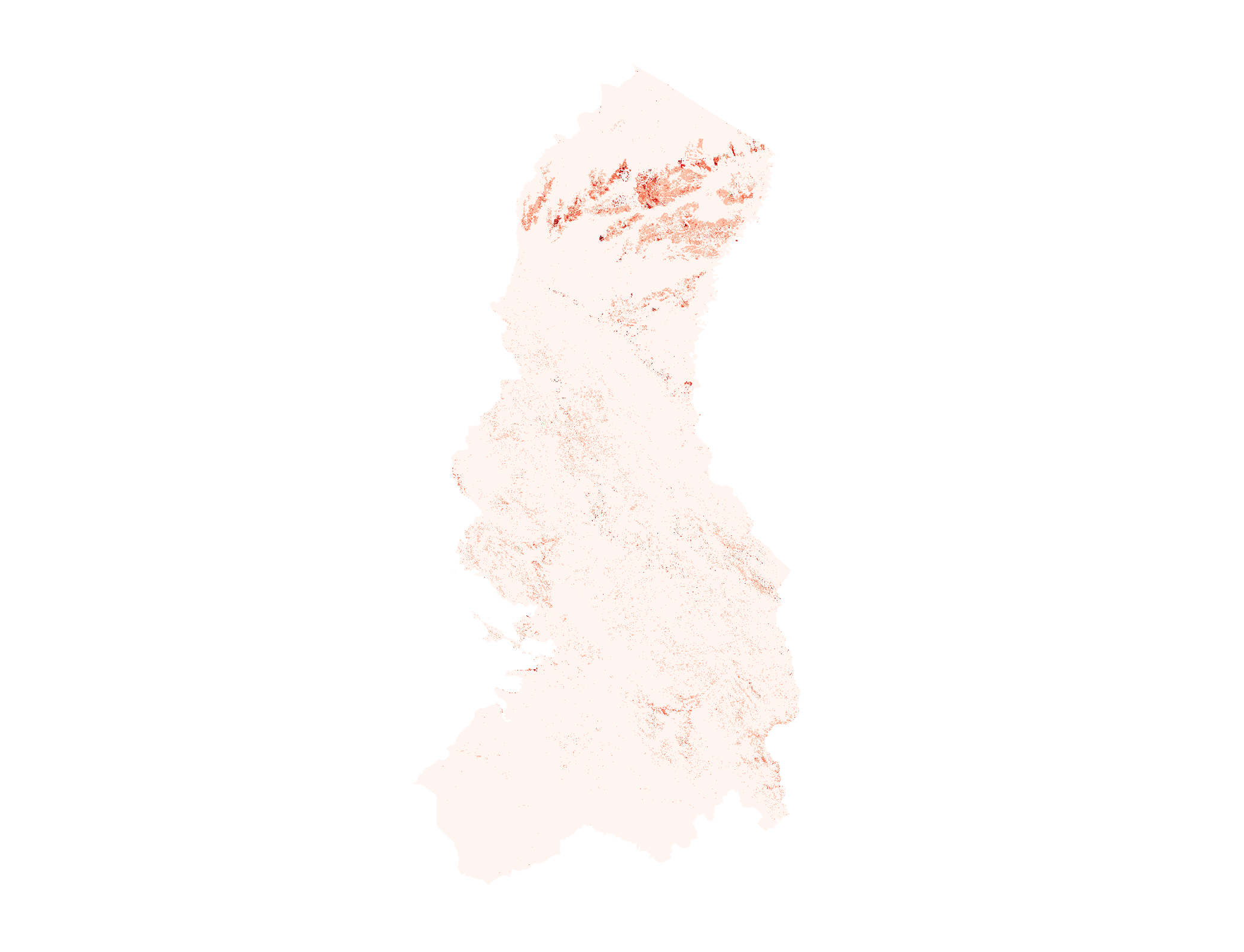 Mapa SIG de Impacto potencial de incendios sobre hábitats naturales - La Paz - 2025, Bolivia - GeoTIFF
